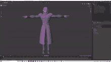 a computer screen shows a 3d model of a superhero with his arms outstretched