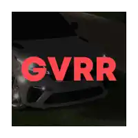 a white car with the word gvrr on it