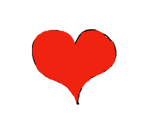 a drawing of two halves of a broken red heart on a white background