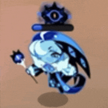 a cartoon character is sitting on top of a white cloud in a video game .