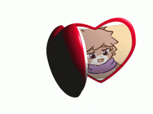 a heart shaped mirror with a cartoon character on it