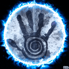 a picture of a hand with a swirl around it and pixiz written on the bottom right