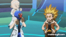 a group of anime characters are standing next to each other and one of them is wearing a mask .