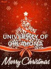 a christmas tree with the words university of oklahoma merry christmas on it