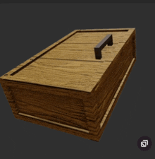 a 3d model of a wooden box with a handle on top