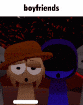 two cartoon characters are standing next to each other and the words boyfriends are above them