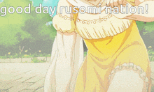 a picture of a girl with the words good day rusomi nation on the bottom