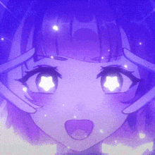 a close up of a girl 's face with a star in her eye