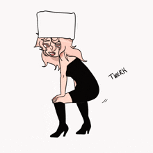 a drawing of a woman in a black dress with the word twerk written below her