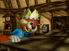 a cartoon character wearing a crown and a necklace with the letter d
