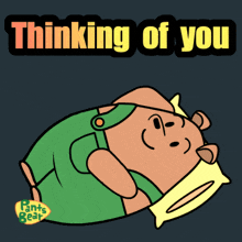 a cartoon of a bear with the words " thinking of you "