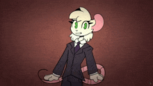 a cartoon drawing of a mouse in a suit