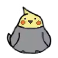 a pixel art drawing of a bird with a yellow beak