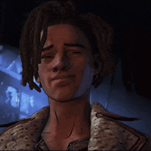 a cartoon character with dreadlocks is smiling