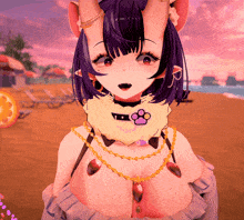 a girl with horns is wearing a bib that says ' i love you '
