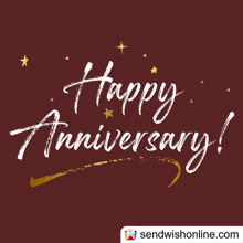 a red background with the words happy anniversary