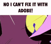 a picture of a cartoon character with the words no i can 't fix it with adobe