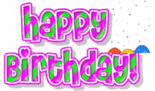 Happy Birthday Pink And Green Birthday Candy Cane GIF