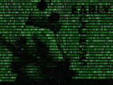 a bunch of binary code is on a black background .
