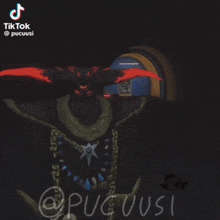 a drawing of a monster with a clock and the words tiktok @pucuusi
