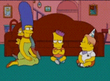 bart simpson is wearing a party hat in a cartoon scene