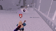 a screenshot of a video game shows a girl with horns holding a sword in front of a castle