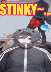 a picture of a girl with the words stinky written on it