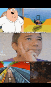 a collage of cartoon characters including peter griffin and a boy