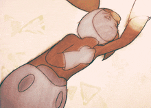 a cartoon drawing of a rabbit with a triangle on its back