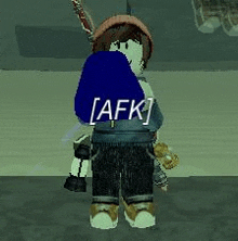 a roblox character is holding a lantern and a sword in a video game .