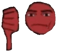 a red face with a thumbs down and a thumbs up