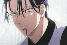 a close up of a man wearing glasses and a tie