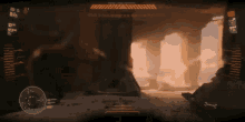 a video game screen shows a soldier in a cave