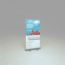 a banner that says hitachi balances heritage and innovation is displayed