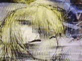 a close up of a painting of a girl with blonde hair