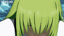a cartoon of a girl with green hair and the words " veed.io " on the bottom