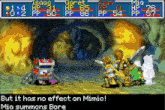 a screenshot of a video game that says but it has no effect on mimic