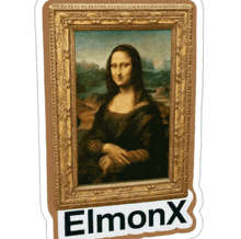 a sticker with a picture of a woman and the word elmonxx on it