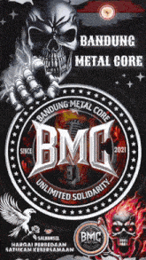 a poster with a skull and the words ' bandung metal core ' on it
