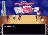 mr. tenna 's marvelous mystery board is shown in a pixel art style