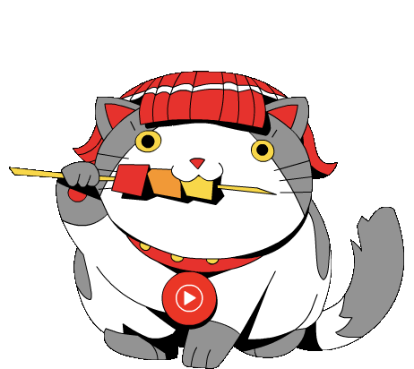 Eating Cat ネコ Sticker - Eating Cat ネコ フジロック Stickers