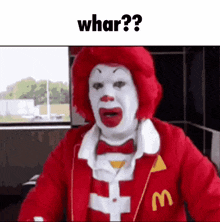 a mcdonald 's clown is wearing a red jacket and a bow tie and is asking what ?