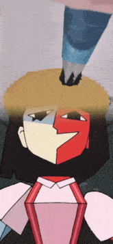 a cartoon drawing of a person with a pencil on their head