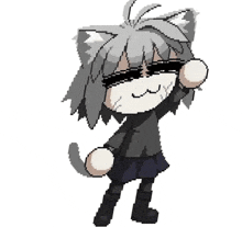 a pixel art of a girl with a cat ear and a star on her head