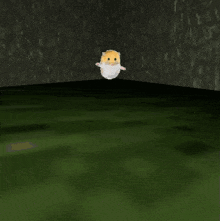 a hamster is floating in the air in a room .