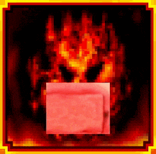 a pixelated image of a fire with a square in the middle of it