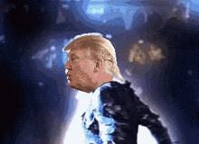 a pixelated image of donald trump standing in front of a crowd