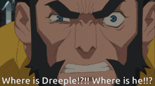 two blue cartoon characters are standing next to each other with the caption where is dreeple ? where is he ?