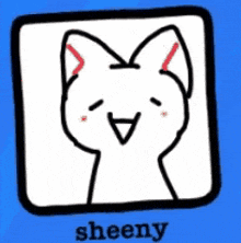 a drawing of a cat with the word sheeny on it