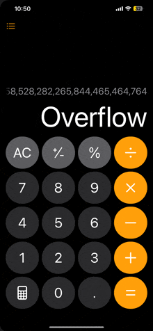 a calculator with the word overflow at the top